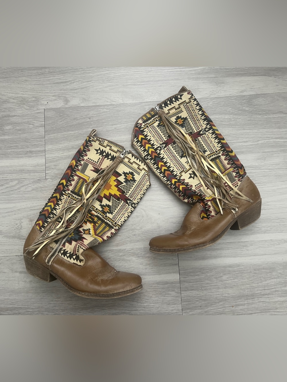 Big Buddha Brown Western Cowboy Boots Southwestern Fringe Size 10M